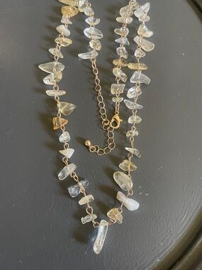 Gold Chain Quartz Chip Necklace - Women Jewelry